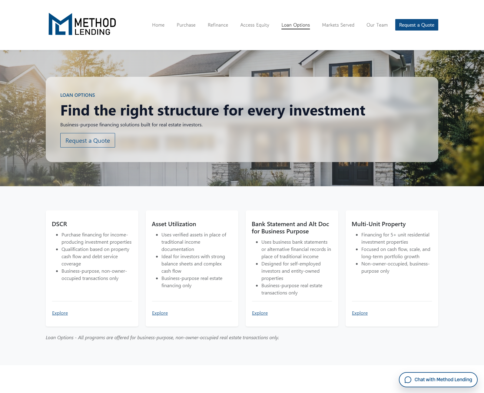 First Method Lending Loan Options | Method Lending