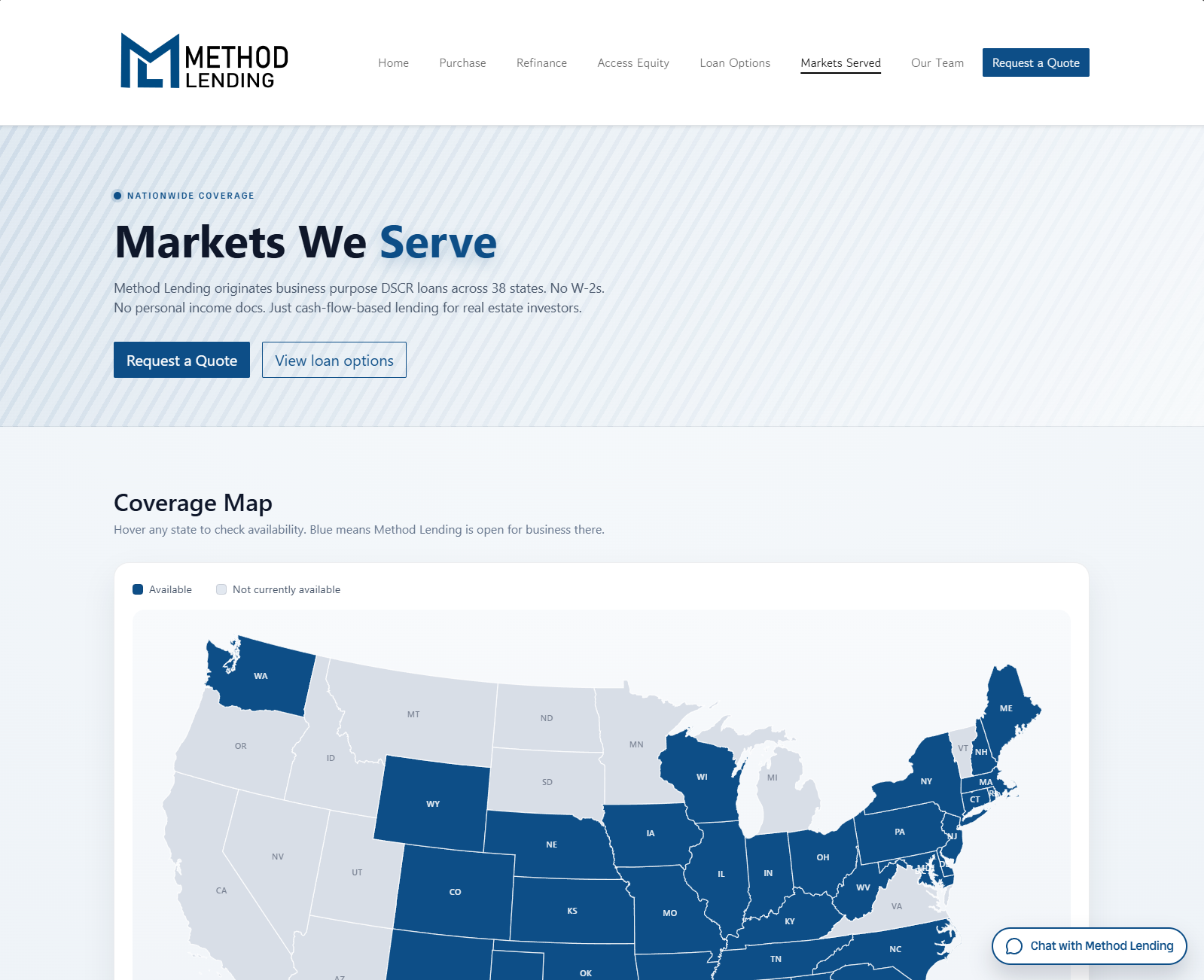 Markets Served | Method Lending